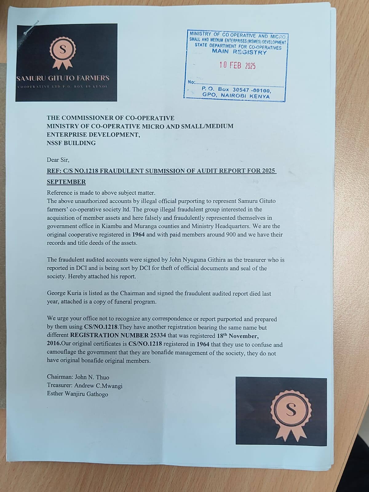 Letter to Cabinet Secretary (Jan 2026)